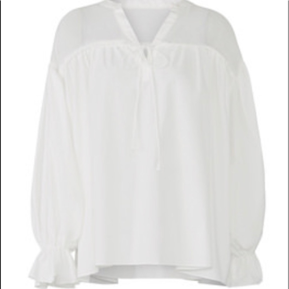Moon River, white tied peasant top